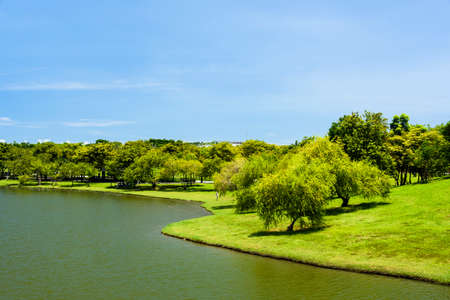 Beautiful lakeside landscape in the Tainan Metropolitan Park in Taiwan. right next to the Tainan Chimei museum.の写真素材
