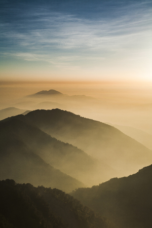 Majestic sunset in the mountains landscape.の写真素材