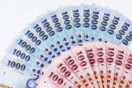 Closeup of Taiwanese currencyの写真素材
