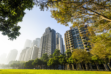 View of a park in the downtown area of ââTaichung in Taiwanの写真素材