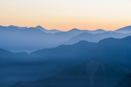 Majestic sunrise in the mountains landscape.の写真素材