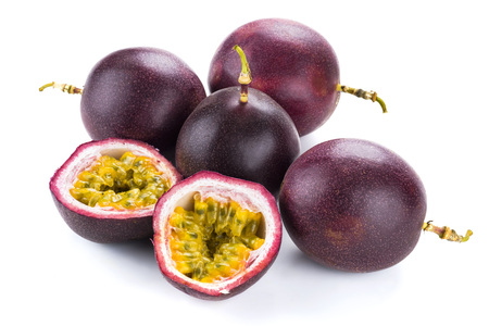 Passion fruit isolated on white backgroundの写真素材
