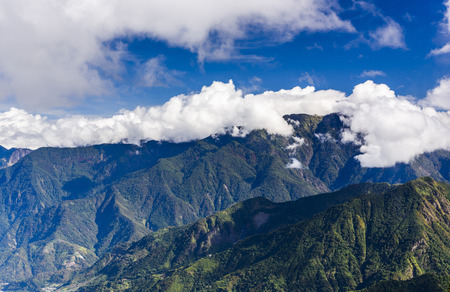 Mountain with blue sky and cloudsの写真素材