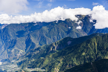 Mountain with blue sky and cloudsの写真素材