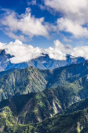 Mountain with blue sky and cloudsの写真素材