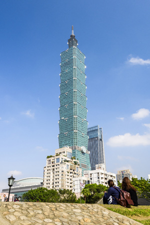 Taipei 101 Skyscraper in Taipei, TAIWAN.のeditorial素材