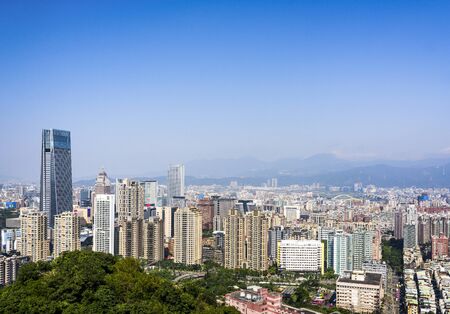 Xinyi District in Taipei, Taiwan. The district is a prime shopping area in Taipei, anchored by a number of department stores and malls.のeditorial素材