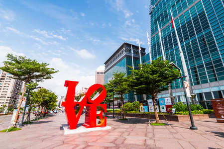 view of Taipei 101 skyscrapers in Taipei, Taiwan. the Xinyi District is a prime shopping area in Taipei, anchored by a number of department stores and malls.のeditorial素材