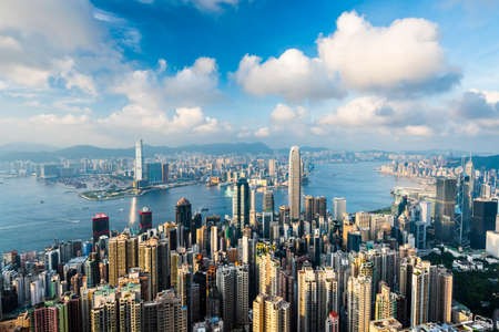 panoramic view of Hong Kong from the Victoria Peak in Hong Kongのeditorial素材
