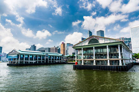 Hong Kong Maritime Museum with the Ferris wheel and skyscrapers in the background, Central Hong Kong.のeditorial素材
