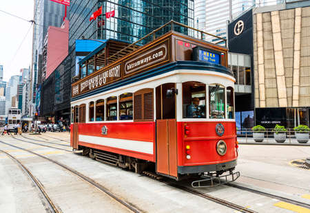 Western Market Terminus is one of the termini in Hong Kong Tramways. One of the starting points for TramOramic Tour on a 1920s-style open-top tramのeditorial素材