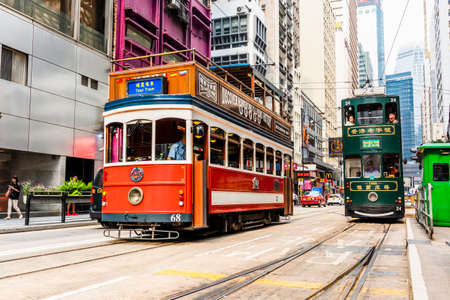 Western Market Terminus is one of the termini in Hong Kong Tramways. One of the starting points for TramOramic Tour on a 1920s-style open-top tramのeditorial素材