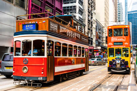 Western Market Terminus is one of the termini in Hong Kong Tramways. One of the starting points for TramOramic Tour on a 1920s-style open-top tramのeditorial素材
