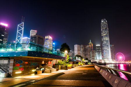 modern business buildings and Central Harbourfront Event Space in Hong Kong.のeditorial素材