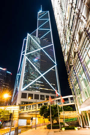 low angle view of modern office buildings in Central, Hong Kong. Bank of China (Hong Kong)のeditorial素材