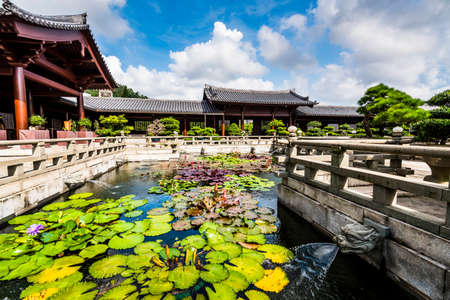 Chi Lin Nunnery, Nan Lian Garden situated at Diamond hill, Kowloon Hong Kong. Japan and Chinese pagoda architecture in garden city townのeditorial素材