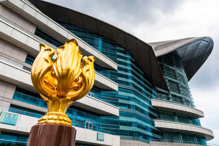 Golden Bauhinia Square in Hong Kong. The Golden Bauhinia Square is an open area in North Wan Chai, Hong Kong.のeditorial素材
