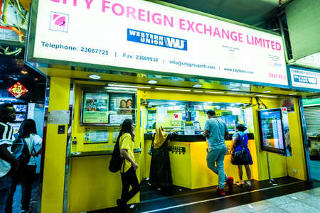 There are a large number of money changers around tourist areas or commercial districts in Hong Kongのeditorial素材