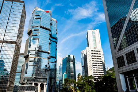 View of Hong Kong Central modern business buildings in China, Asia.のeditorial素材