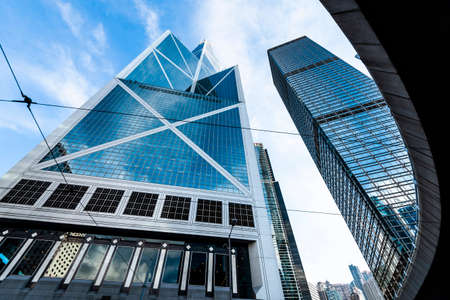 low angle view of modern office buildings in Central, Hong Kong. Bank of China (Hong Kong)のeditorial素材