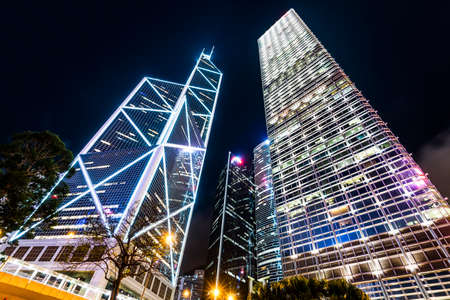 low angle view of modern office buildings in Central, Hong Kong. Bank of China (Hong Kong)のeditorial素材