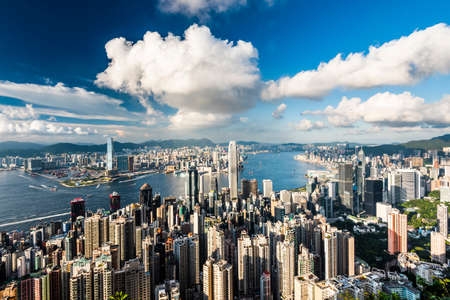 Hong Kong city skyline view from the Victoria peak.のeditorial素材