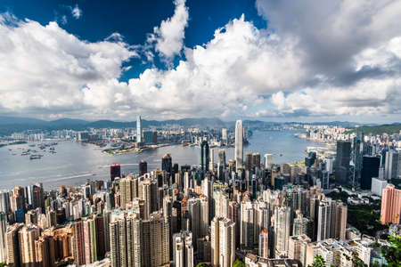 panoramic view of Hong Kong from the Victoria peak in Hong Kong.のeditorial素材