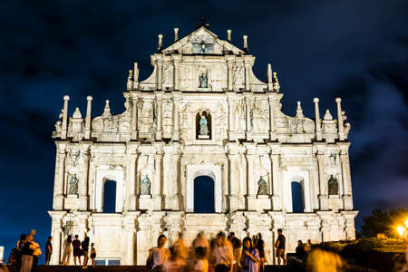 Ruins facade of St. Paul's Cathedral in Macau, historic architecture as a landmark of Macau. The place is part of the UNESCO World Heritage.のeditorial素材