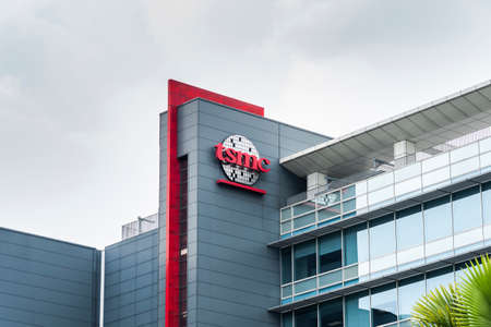 Taiwan Semiconductor Manufacturing Company (TSMC) plant in Tainan Science Park, Taiwan View of the Taiwan Semiconductor Manufacturing Company (TSMC) plant.のeditorial素材