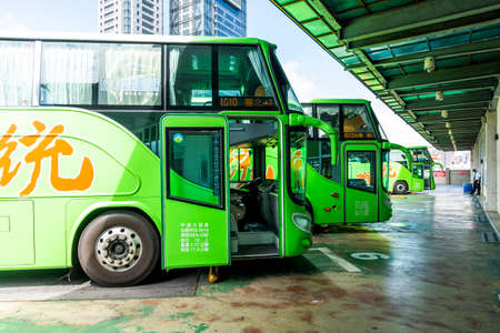 Transfer station of United Highway Bus Company Limited(Ubus) in Taichung, Taiwan. it's a long-distance bus company operating in Taiwan.のeditorial素材