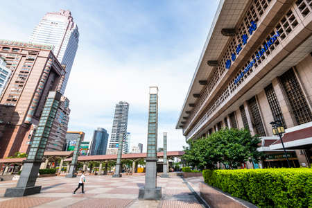 Architectural landscape in front of Taipei Main Station Square, Taiwanのeditorial素材
