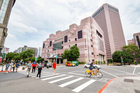 view of Taipei International Convention Center building in Taiwan, At this time it is in a busy rush hour of trafficのeditorial素材