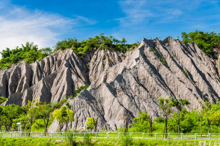 Badlands Geological landscape of Tianliao Moon World in Kaohsiung, Taiwan. it's famous for its similarity to the landscape of the Moon's surface.の写真素材