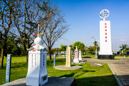 The tropic of Cancer Marker next to the Solar Exploration Center in Chiayi, Taiwan.のeditorial素材
