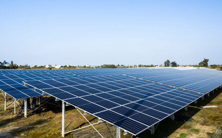 Photovoltaic panels for renewable electrical energy production in Taiwan.