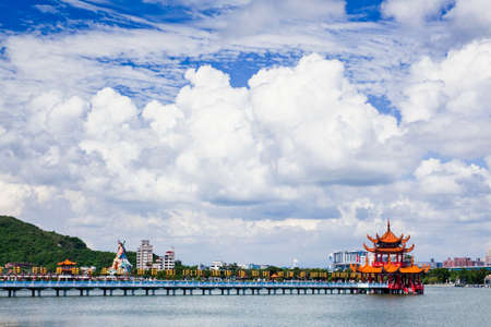 Beautiful view of Lotus Pond in Kaohsiung, Taiwan. it is an artificial lake and a popular tourist destination.のeditorial素材