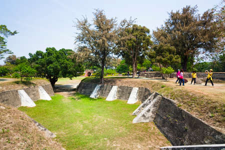 Panoramic view of the eternal Golden Castle in Tainan, Taiwan. The castle was built in 1874 and completed in 1876, is also a public space open to the outside world.のeditorial素材