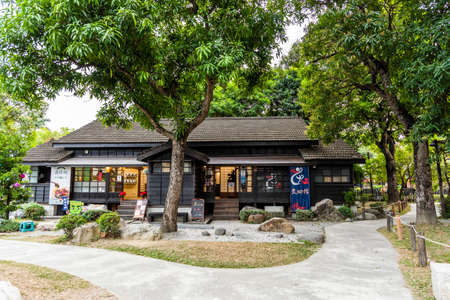 Tourists are visiting the Hinoki Village (cypress forest life village) in Chiayi, Taiwan.のeditorial素材