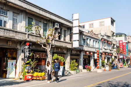 Building view of Yenping Old Street (Xiluo old street) in Yunlin, Taiwan. which was the Baroque...