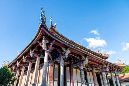 Old building view of the Confucius Temple in Taipei, Taiwan. This is a historical heritage with a Chinese-style building that is over several hundred years old.の写真素材