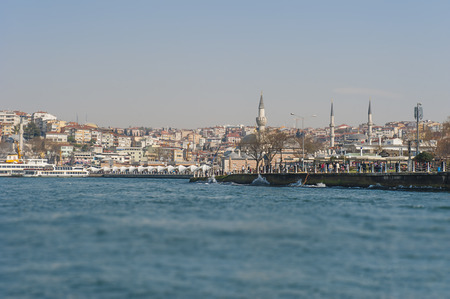 ISTANBUL, TURKEY - APRIL 15, 2015: The building, city, transpotation, logistic and Bosphorus strait in Istanbul, Turkey.のeditorial素材