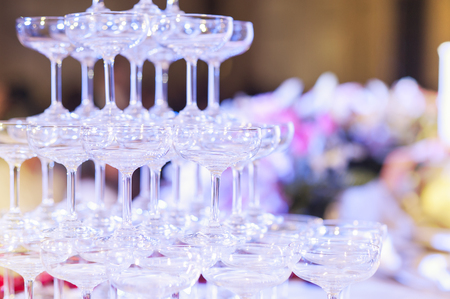 Champagne glasses in wedding partyの写真素材