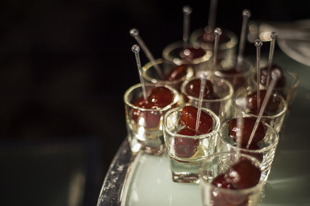 Luxury sweet dessert and mixed fruit in dinner partyの写真素材