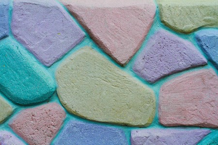 Colorful brickbat and concrete wallの写真素材