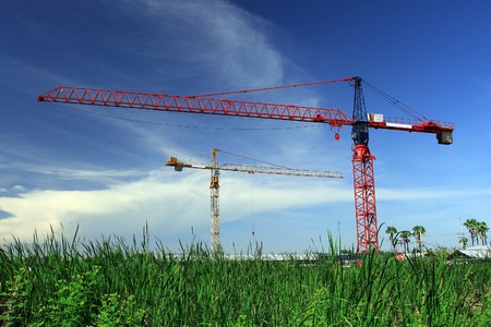 Tower crane during under constructionの写真素材