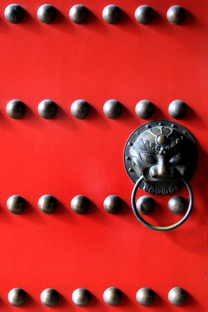 Red dragon china door knockerの写真素材