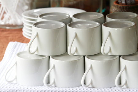 Coffee cup set on tableの写真素材