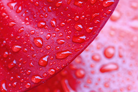 Rain drop on red leafの写真素材