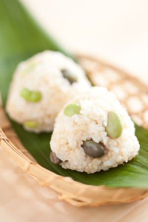 Rice ball of edamameの写真素材