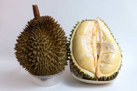 Durian, the king of fruits, isolated on a white backgroundの写真素材